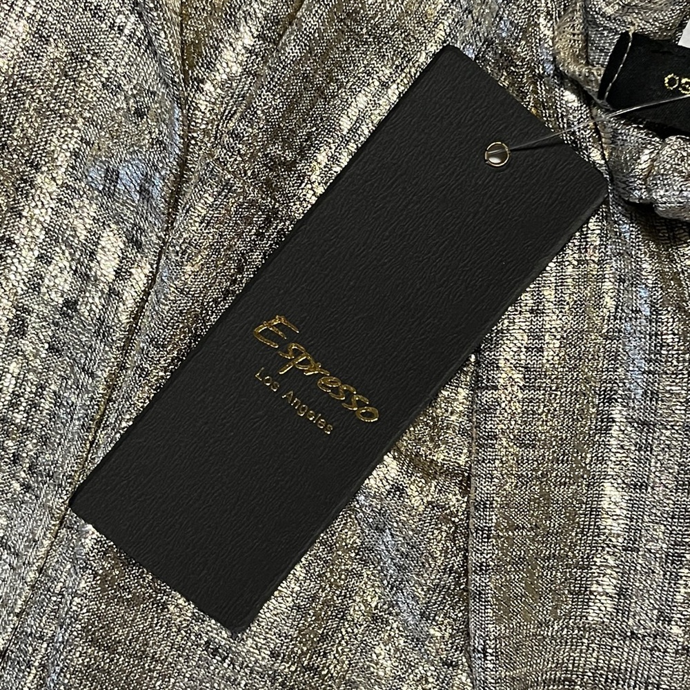 Expresso Long Gold Shine Vest with Pockets 97% Poly 3% Spandex Med or Large - Picture 7 of 16